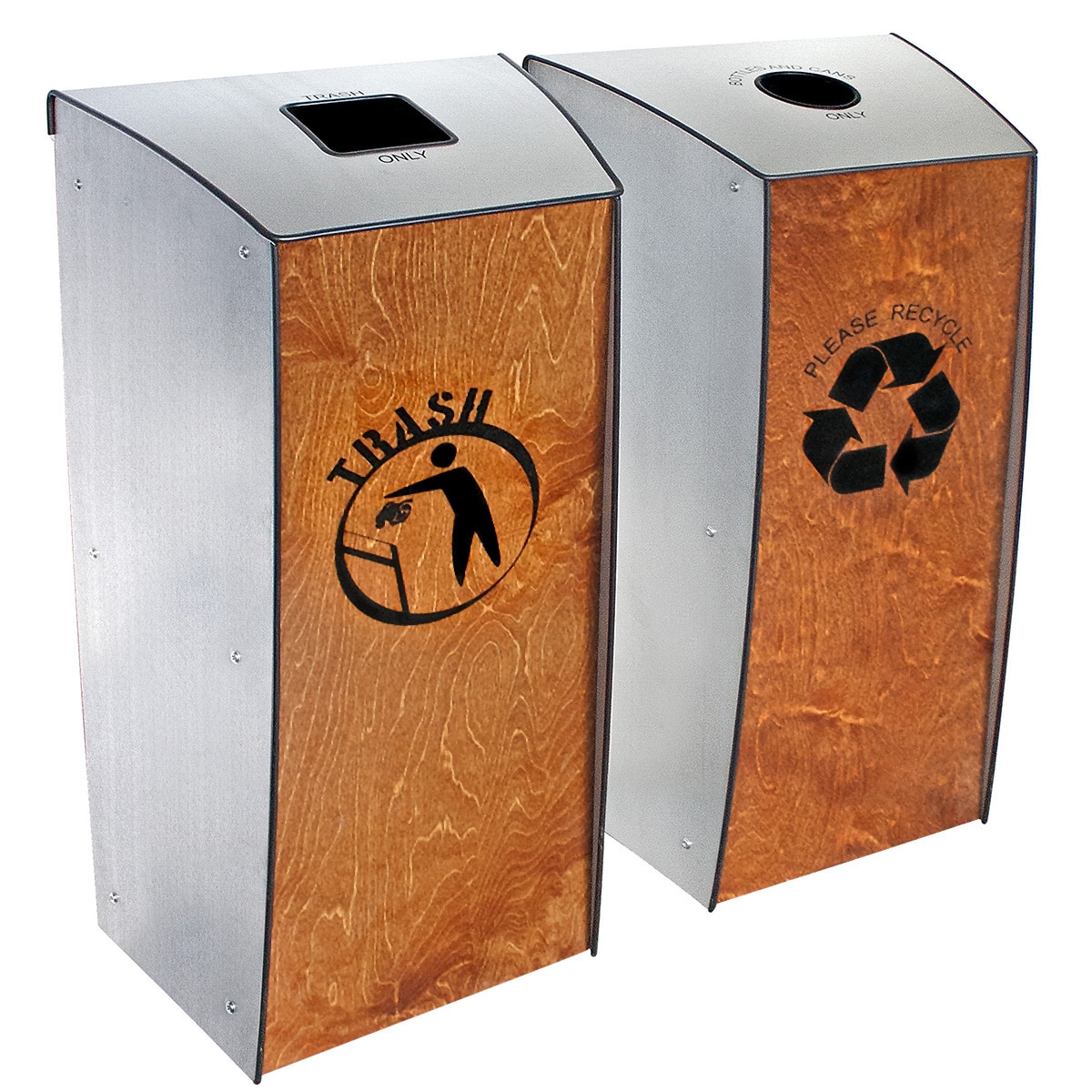 Bottles and Cans, Aluminum, Glass, Plastic Recycling Bins