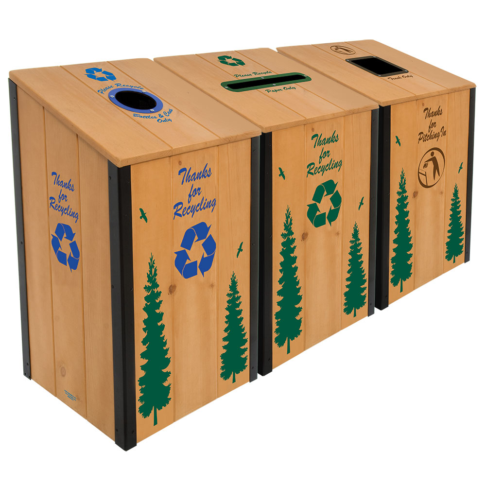 The Heritage Series™ - Natural Wood - 3-Bin Station