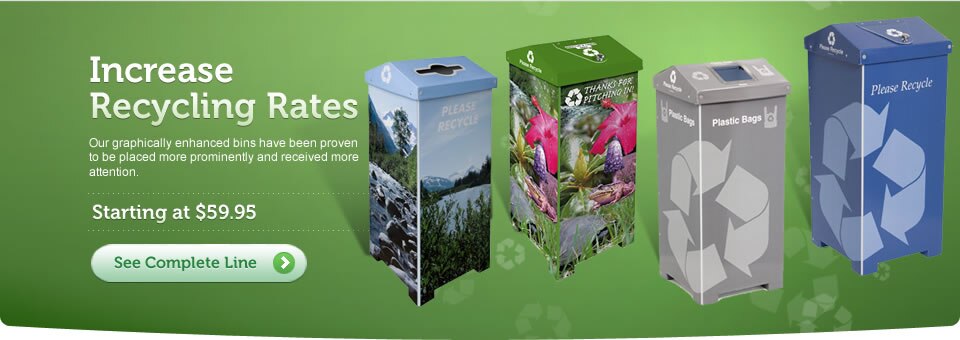 Full Color Graphical Recycling bins increase recycling rates