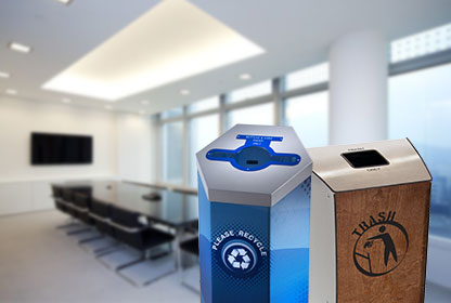 Corporate Office Recycling Bins and Trash Cans