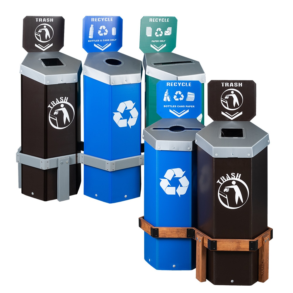 Hexstation™ 60 - 90 Gallon Recycling Stations