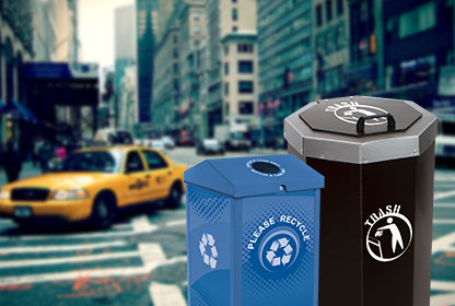 Outdoor Recycling Bins, Trash Cans and Stations