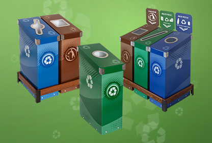 Slimcycle™ Narrow Space Saving Recycling Bins and Trash Cans