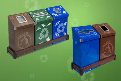 Wedgecycle™ Recycling Bins, Trash Cans and Stations