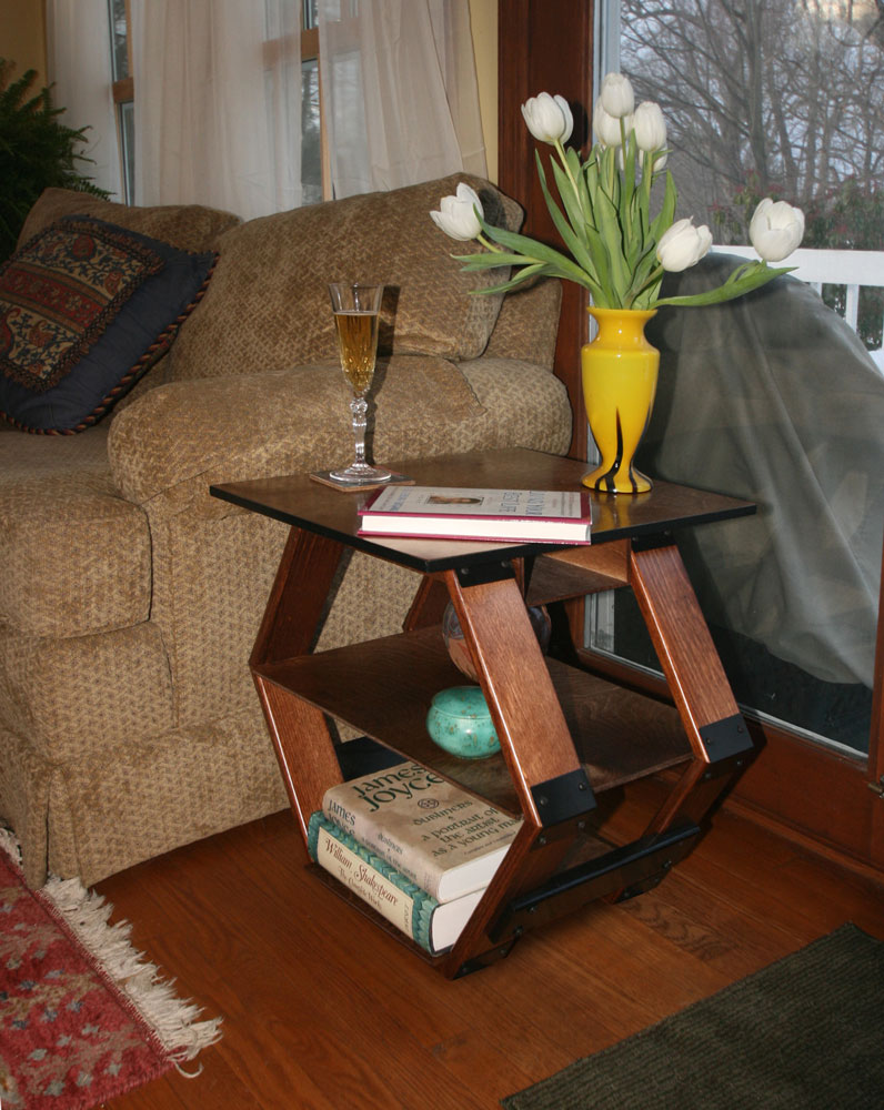 Hex Table Dark Wood Stained End Table - Image 5