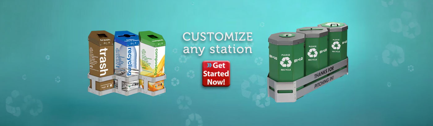Customize a HexCycle® IV — branded bins for Mets, Duane Reade, Coca-Cola, Aquafina and more